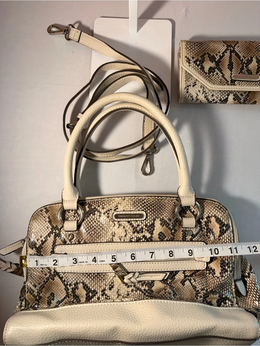 Dana Buchman Snakeskin Print Satchel Handbag & Matching Wallet Set